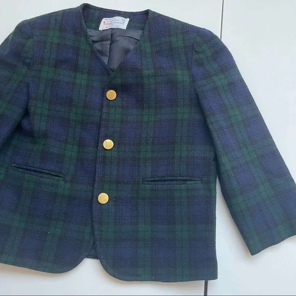 IMP Originals Boys Green/Navy Tartan Wool Holiday Outfit Sz 4